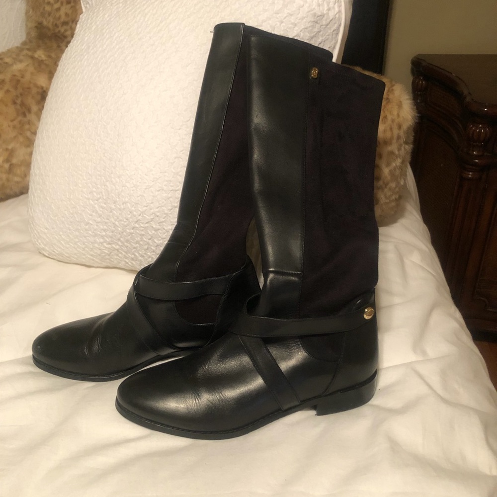 Cole Haan black leather boots with stretch back panel! Worn TWICE! Like new. 7.5